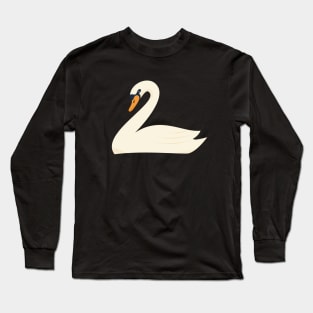 Minimal White Swan Bird Long Sleeve T-Shirt